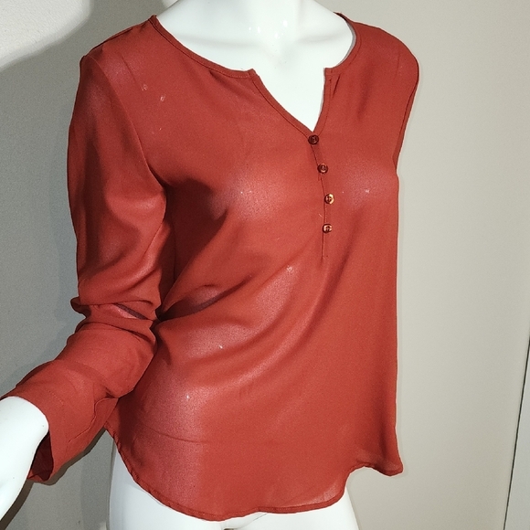 Mine Rust Button-Front Blouse - Picture 2 of 6